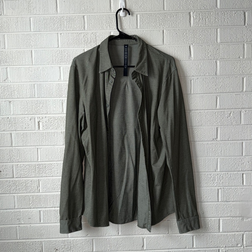 lululemon athletica Mend Commision Olive Long Sleeve Shirt